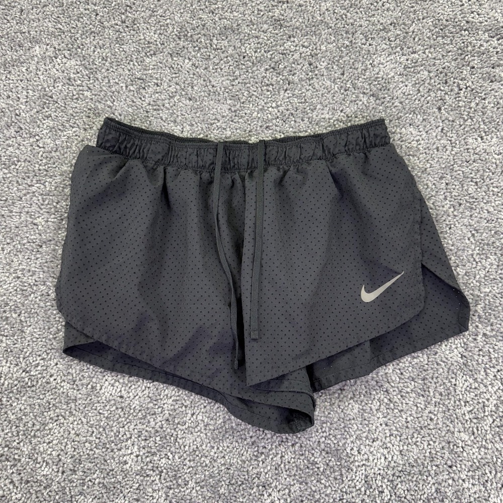 Nike Shorts Womens Medium Black Dri-Fit Mesh Running Athletic Drawstring Gym